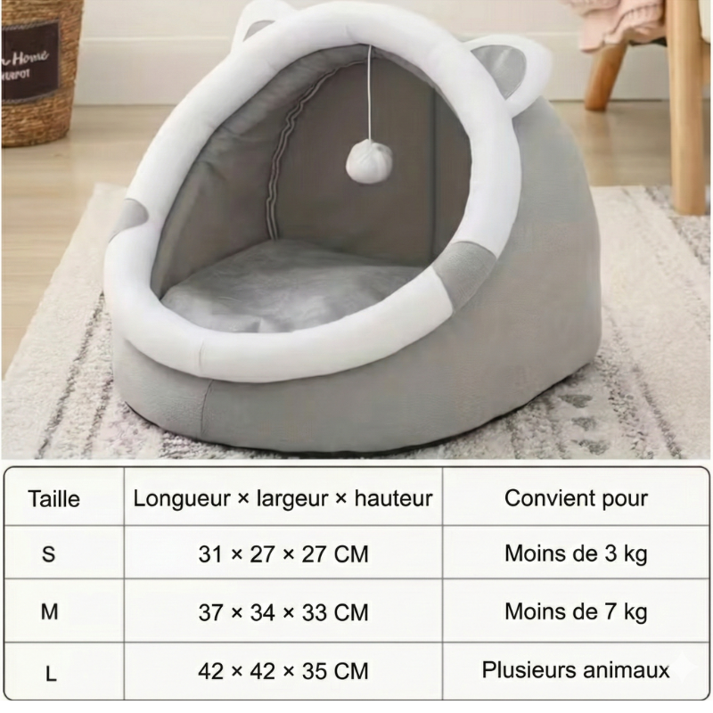 Caverne Chaude pour Chat – Nid Douillet & Confort