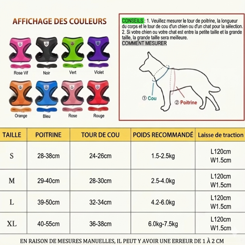Hunde-Geschirr + Leine – Atmungsaktives & Reflektierendes Mesh