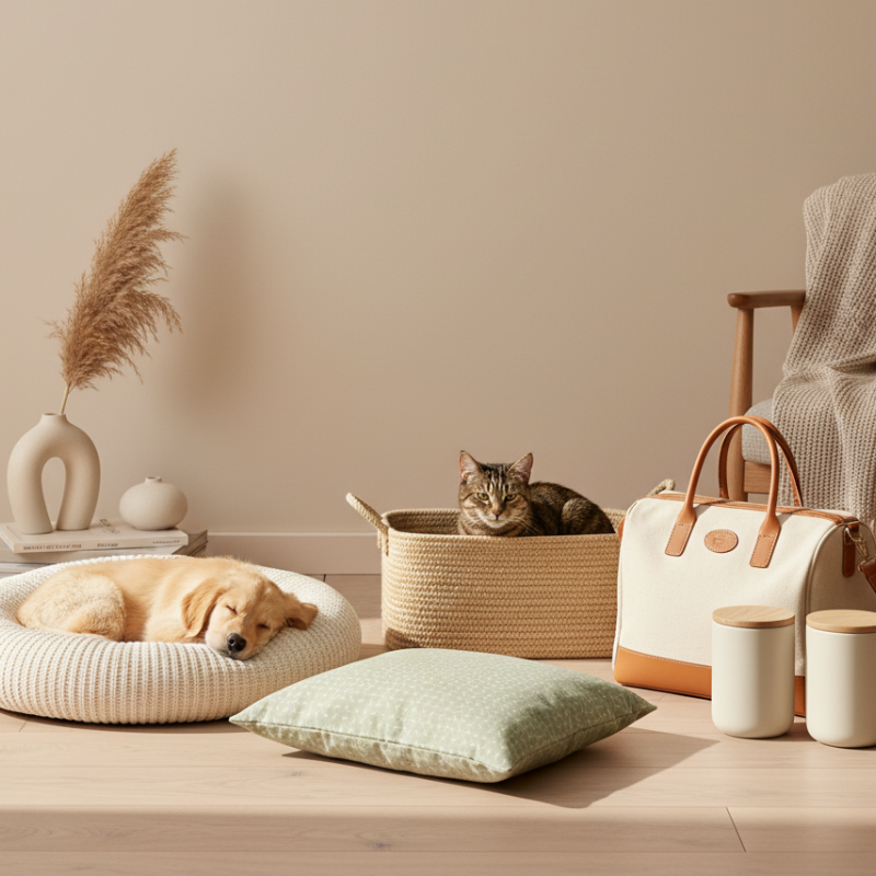 Sac de transport et bol de voyage pour animaux, collection Accessoires FellCare.