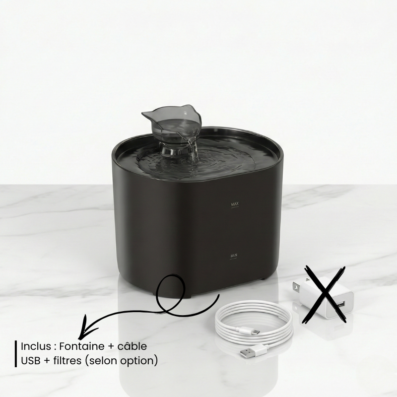 Fontaine à eau pour chat 2,2 L FellCare – coloris noir, vue produit