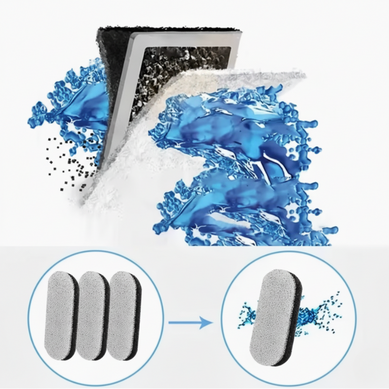 Structure interne du filtre pour fontaine à eau – filtration charbon actif FellCare