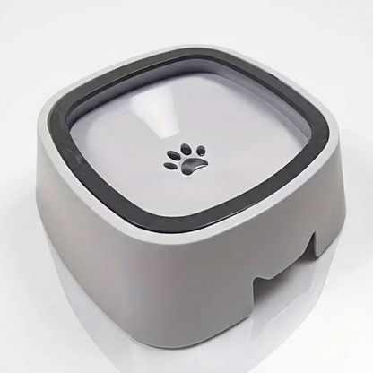 Bol d’eau anti-déversement gris pour chiens et chats, design anti-éclaboussures pour éviter les renversements.